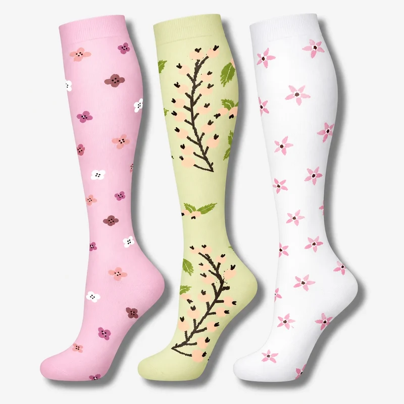 ErgiloJoy - 3-pack mönstrade stödstrumpor