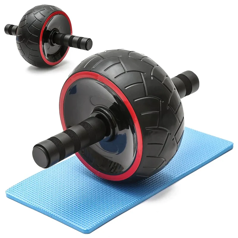 Bauchtrainer Rolle, dicke Schaumstoffgriffe, inklusive Kniematte, hochwertig und rutschfest