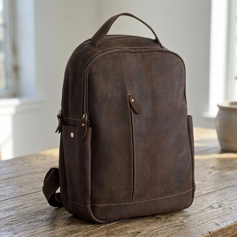 Luxury Genuine Leather Casual Backpack