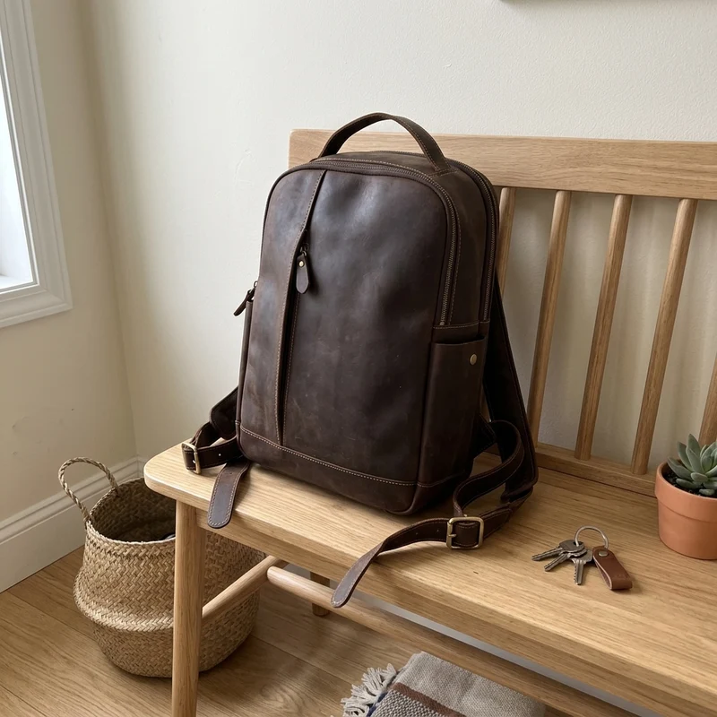 Luxury Genuine Leather Casual Backpack