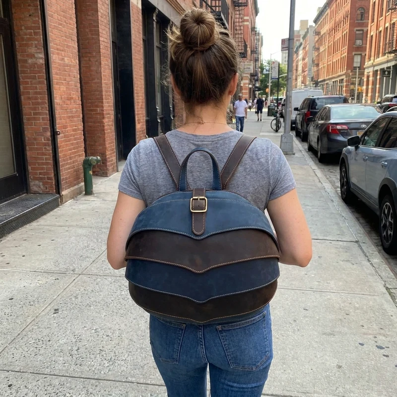 Genuine Leather Modern Retro Men Backpack