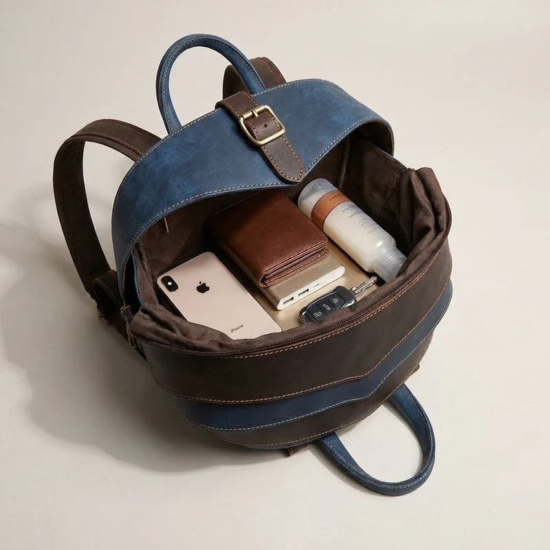 Genuine Leather Modern Retro Men Backpack