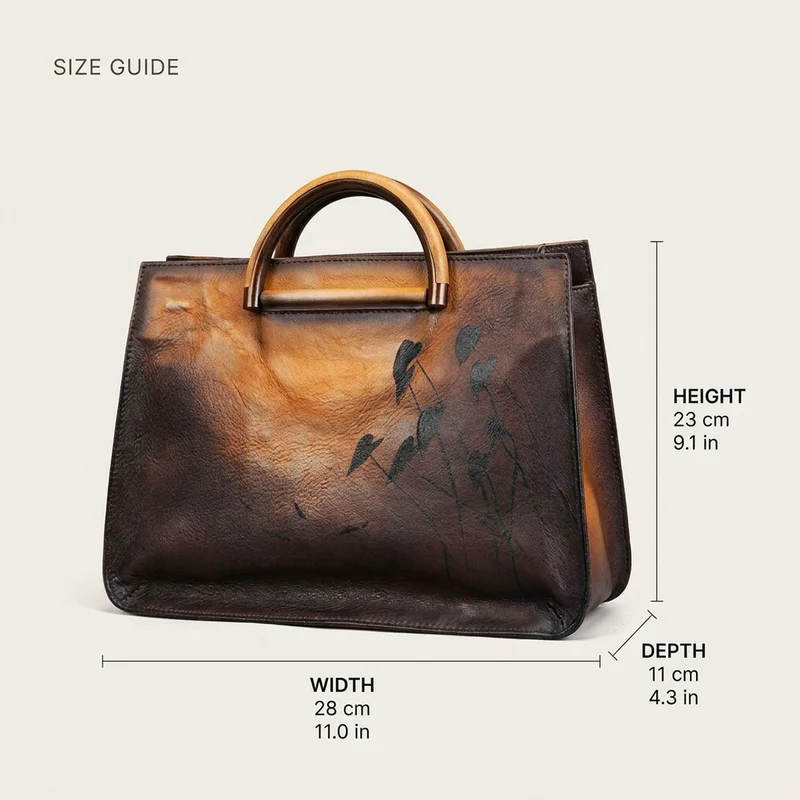 Pure Leather Flower Pattern Cute Women Bags