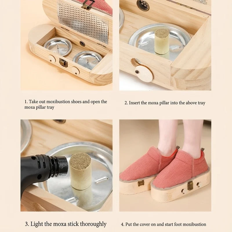 Natural Wood Herbal Heat Circulation Therapy Boots