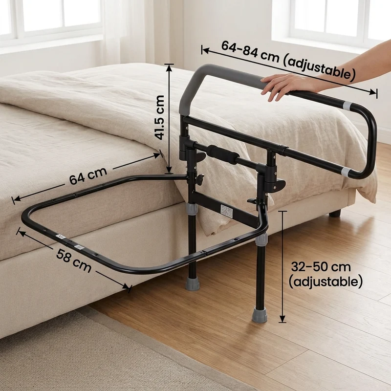 Elderly Stand-Up Adjustable Folding Bedside Support Rail