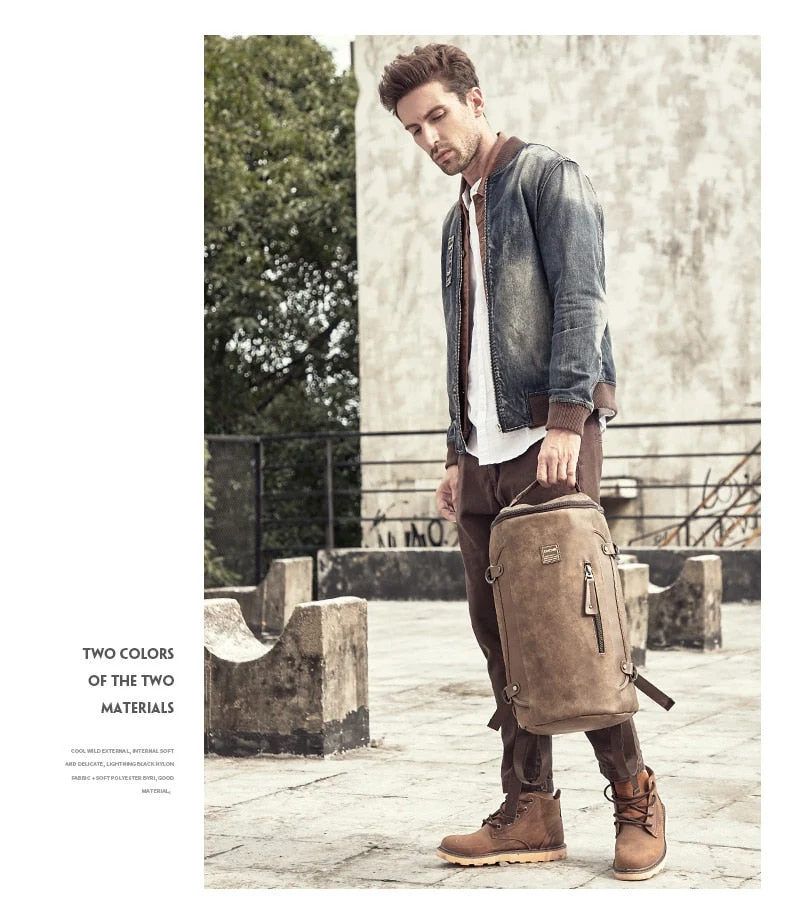 Leather Simple Style Vintage Men's Backpack