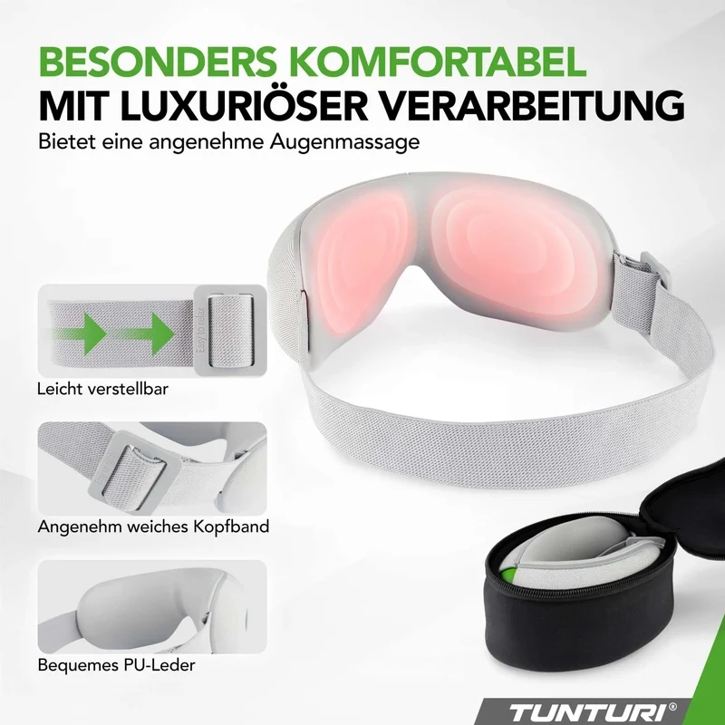 Augenmassagegerät Premium mit 5 Modi, Wärmefunktion, Luftdruckmassage und Bluetooth-Musik, Ergonomisches Design zur Entspannung, zur wohltuenden Anwendung bei Kopfschmerzen, Unterstützung der Schlafqualität