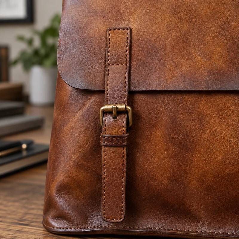 Luxury Simple Genuine Leather Japanese Style Backpack