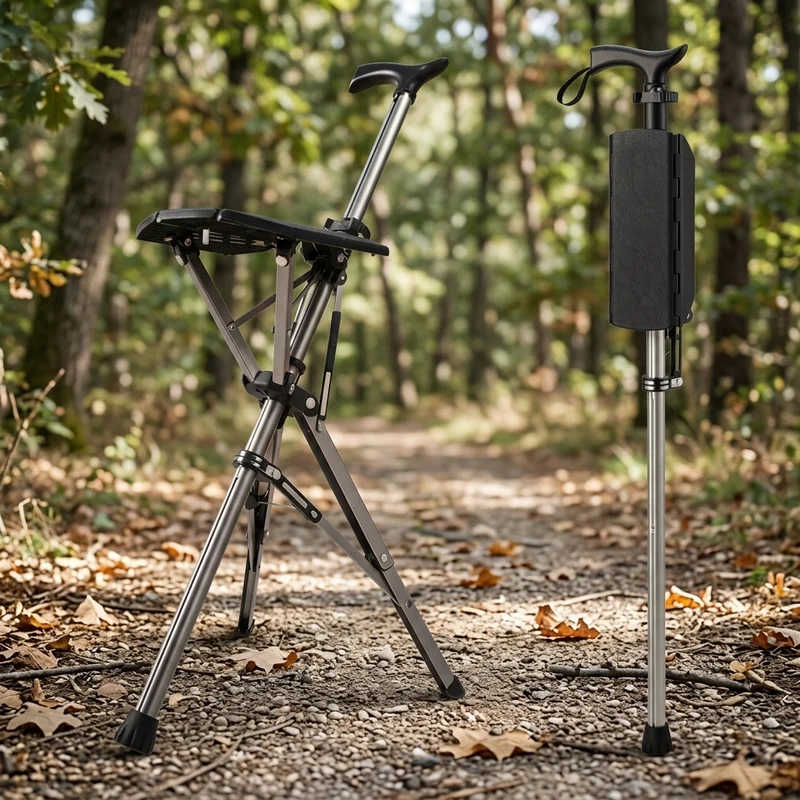 Elderly Foldable Walking Chair Stick