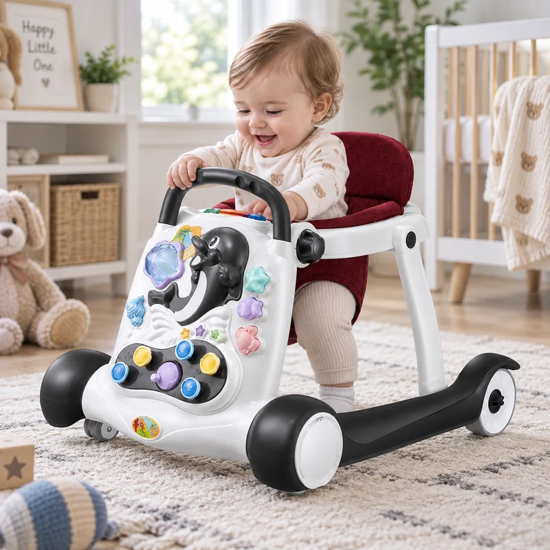 Anti-Rollover Multi-function Baby Walker with Music