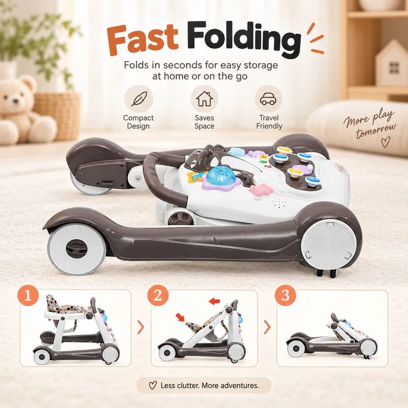 Anti-Rollover Multi-function Baby Walker with Music