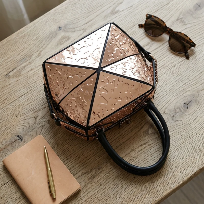 Silver Geometric Women Messenger Bag