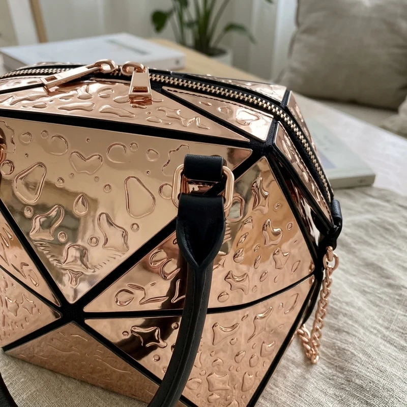 Silver Geometric Women Messenger Bag