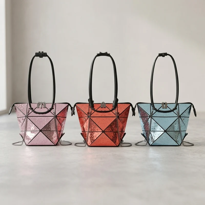 Silver Geometric Women Messenger Bag