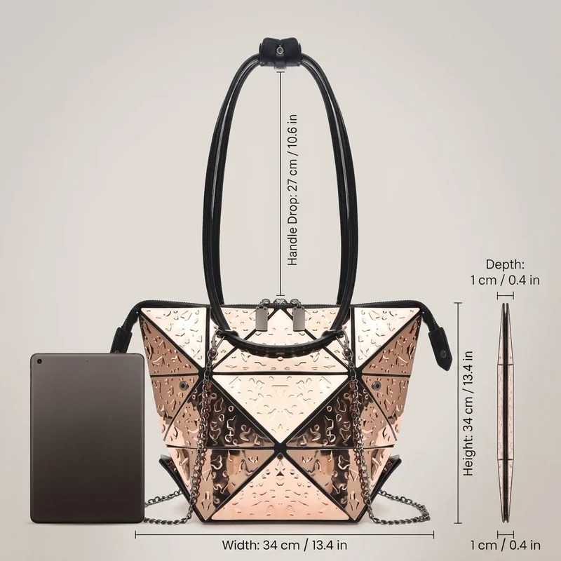 Silver Geometric Women Messenger Bag