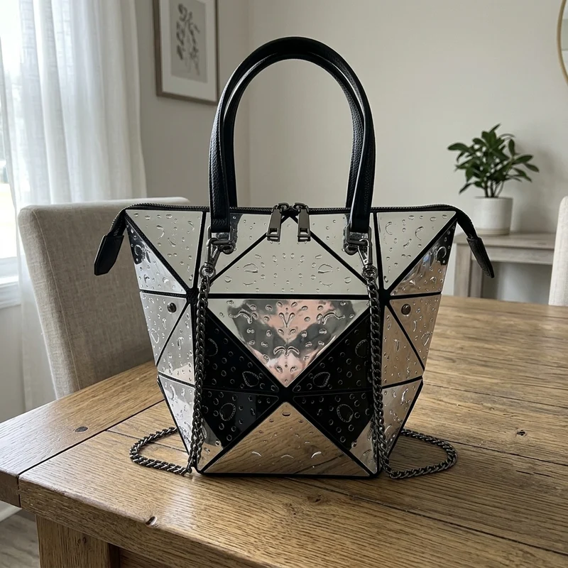 Silver Geometric Women Messenger Bag