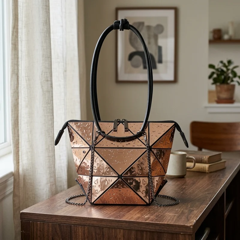 Silver Geometric Women Messenger Bag