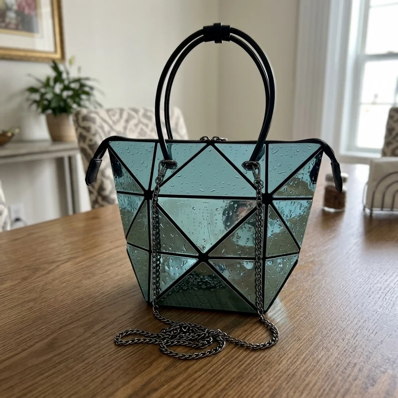 Silver Geometric Women Messenger Bag