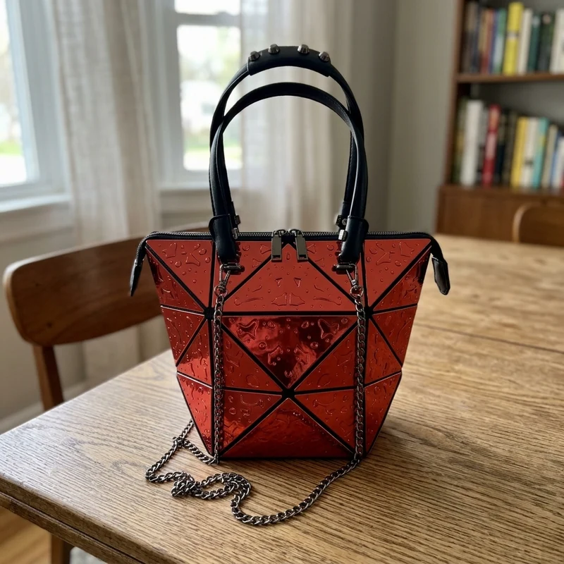 Silver Geometric Women Messenger Bag