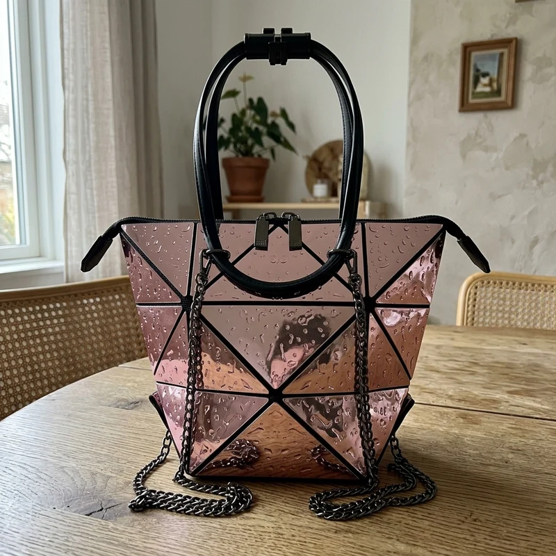 Silver Geometric Women Messenger Bag