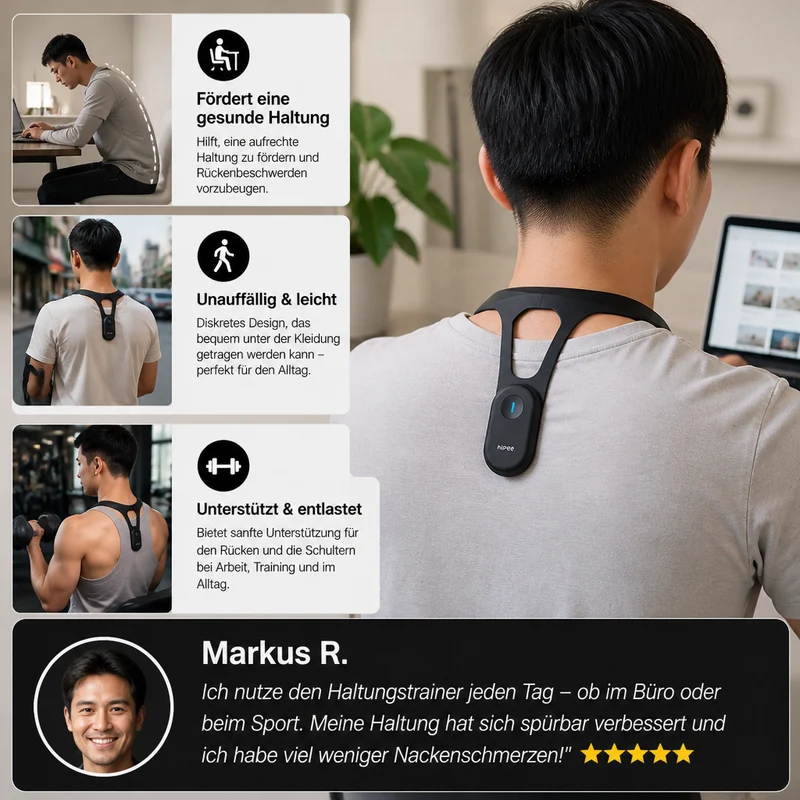 Ergonomischer Rücken- und Haltungstrainer zur Unterstützung einer gesunden Körperhaltung im Alltag